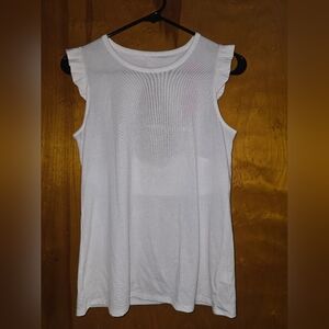 NWT Lilly Pulitzer White Sleeveless Ruffle Top, Luxletic, XS
